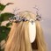 MOSTORY Light up Fairy Crown - Silver Antler Crown Flower Heapiece Elf Floral Circlet Woodland Headband for Women Halloween Outfit Renaissance Ren Faire Cosplay Photo Shoot