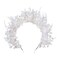 MOSTORY Handmade White Feather Crown - Flower Halo Headband Bohemian Hairband with Leaves Fairy Headpiece for Women Girls Wedding Party Mardi Gras Carnival Fae Ball Photo Shoot