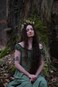 MOSTORY Handmade Green Branch Crown Woodland Flower Headband Forest Antler Headpiece Floral Fairy Hairband for Women Girls Renfaire Elf Cosplay Halloween Party