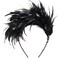 Feathers Headband Masquerade Headpiece for Women Halloween Christmas Party Favor Floral Fascinator Crown (Feather-black, One size)