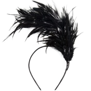 Feathers Headband Masquerade Headpiece for Women Halloween Christmas Party Favor Floral Fascinator Crown (Feather-black, One size)