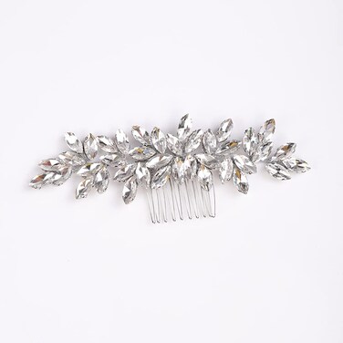 YERTTER Wedding Bridal Crystal Hair Side Comb Wedding Crystal Opal Hair Pieces Brides Head Pieces for Bride Bridesmaid Flower Girl Prom Birthday Party (Silver)