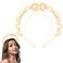 Fstrend Pearl Halo Crown Headband Gold Bride Layered Headpiece Bridal Wedding Queen Tiaras Birthday Prom Hair Accessories for Women