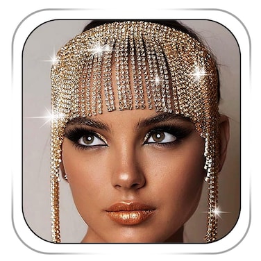 Gold Crystal Head Chain Jewelry 1920s Tassel Hadpieces Sparkly Rhinestone Headband Rave Hair Acessories for Women