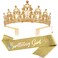 SuPoo Birthday Sash &amp; Crown Champagne Tiara for Women &amp; Girls - Gold Princess Crown Headband with Crystal Rhinestones - Party &amp; Halloween Decoration