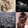 Bridal Wedding Hair Accessories Long Pearl and Crystal Beads Hair Vine Wedding Headband,2 PCS of Crystal Rhinestone Hair Pins,1 Pack Jewelry Hair Headpiece for Brides Bridesmaids Women Girls (Silver)