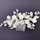 White Flower Hair Piece Bridal Headpieces Pearl Floral Hair Comb Accessories for Wedding Women Girls (Silver Vine)
