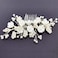 White Flower Hair Piece Bridal Headpieces Pearl Floral Hair Comb Accessories for Wedding Women Girls (Silver Vine)