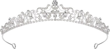 SWEETV Wedding Tiaras and Crowns, Rhinestone Bridal Crown Princess Tiara Headpieces for Women and Flower Girls, Bridgerton Hair Accessories for Birthday Prom Quinceanera