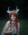 MOSTORY Handmade Deer Ear Flower Antler Headband - Woodland Floral Reindeer Hairband Fairy Forest Headpiece for Princess Party Renaissance Halloween Cosplay Photo Shoot Accessory