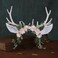MOSTORY Handmade Deer Ear Flower Antler Headband - Woodland Floral Reindeer Hairband Fairy Forest Headpiece for Princess Party Renaissance Halloween Cosplay Photo Shoot Accessory