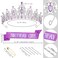 Birthday Crown Headband Birthday Sash Tiaras for Women Silver Tiara Purple Crown Birthday Tiara for Women Crystal Crown Purple Tiara Birthday Sash and Crown for Birthday Party