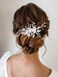 Latious Silver Flower Bride Wedding Hair Comb Pearl Bridal Side Comb Crystal Hair Piece Leaf Hair Accessories for Women and Girls (Silver)