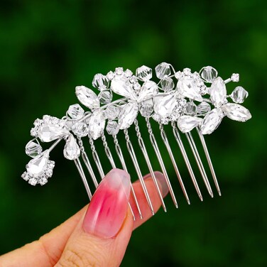Foyte Crystal Bride Wedding Hair Comb Silver Bridal Headpieces Rhinestone Pearl Hair Pieces Bridesmaid Side Combs Hair Accessories for Women (silver)