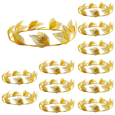 Laurel Crown - 12pcs Gold Leaf Roman Head Wreath, Greek Crown for Men &amp; Women - Party, Wedding, Prom &amp; Festival Hair Accessories
