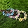 MOSTORY Handmade Blue Flower Butterfly Crown - Floral Elf Crown Woodland Fairy Headpiece Forest ELven Circlet for Women Girls Renaissance Halloween Cosplay Festival Party