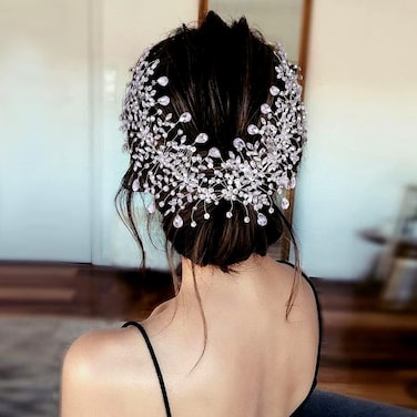 wedding tiara bridal hair piece silver rhinestone hair accessory for ladies,Rhinestone Bridal Bridesmaid Hair Comb Accessories (Silver Left and Right)