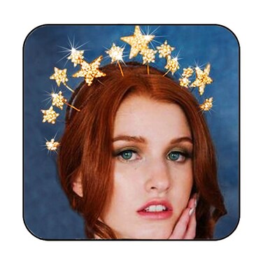 Fashey Halo Crown Headband Rhinestone Star Crown Headbands Goddess Halo Crown Costume Boho Bridal Wedding Headpiece Hair Accessories for Women and Girls (Gold)