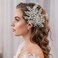 HONGMEI Bridal Rhinestone Headpiece for Wedding，Leaf Crystal Hair Pieces Bride Side Headpieces Wedding Hair Accessories for Women (Silver)