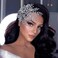HONGMEI Bridal Rhinestone Headpiece for Wedding，Leaf Crystal Hair Pieces Bride Side Headpieces Wedding Hair Accessories for Women (Silver)