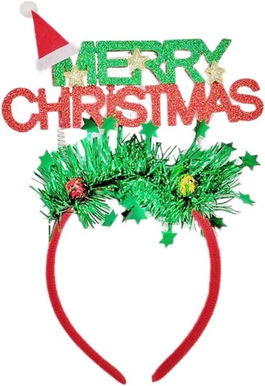Merry Christmas Headbands Christmas Hat Hair Band Xmas Headdress, Snow White Headbands Xmas Hair Hoop Red Green Head Bopper, Santa Headpieces Princess Headwear For Women Girls