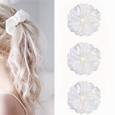 Oversized Scrunchie, 7.8inch /20cm Large Hair Scrunchies, Soft Silk Organza Scrunchy, Donut Hair Ties, Elastics Ponytail Holder, Leopard Hair Bands, Cheetah Hair Ropes, Fluffy Cloud (Style33)