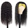 Curly Headband Wig Human Hair 16 Inch Deep Wave Human Hair Headband Wigs for Black Women Human Hair Glueless Real Hair Wig with Headband Attached No Lace Front Wig Human Hair Natural Black Color
