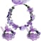 WLBON 3 Pcs Flower Headband Wristbands Rose Floral Leaf Hair Hoops Bands Headpiece Hairband Bracelets Women Xmas Wedding Halloween Parade Hawaiian Cosplay Dress Up Birthday Party Accessories Purple