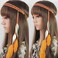 Boho Feather Headband Hippie Indian Leaf Hair Bands Tassel Bohemian Hair Hoops Hairband Headpiece Women Halloween Christmas Baby Shower Wedding Birthday Cosplay Dress Up Party Accessories Orange