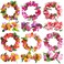 WLBON Hawaiian Headband Wristbands Hawaii Tropical Luau Women Leaf Flower Headpiece Hairband Hair Bands Bracelets Beach Summer Wedding Holiday Festival Birthday Dress Up Party Decorations Supplies
