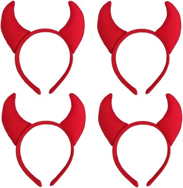 DALJIAFA Halloween Devil Headband Devil Horns Hair Bands Red Devils Ears Headpiece Women Hairband Hair Hoops Hair Accessories