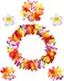 Hawaiian Leis Headband Wristbands Plumeria Hair Clips Tropical Luau Necklace Headpiece Bracelets Flower Barrettes Hair Bands Women Wedding Summer Beach Birthday Dress Up Party Decorations Supplies