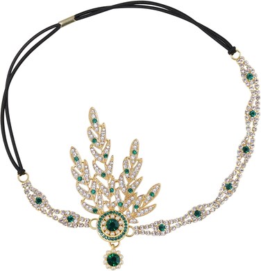 BABEYOND Art Deco 1920's Flapper Great Gatsby Inspired Leaf Medallion Pearl Headpiece Headband