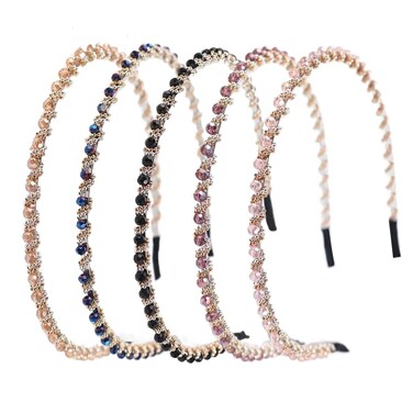 Ruihfas Fashion 5Pcs Bling Rhinestone Hair Hoop Band Crystal Beaded Headband for Women