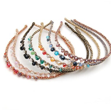 Ruihfas 6Pcs Crystal Rhinestone Headbands Shiny Beaded Hairband Bling Bling Hair Bands Hair Accessories Hair Decoration for Women Girls