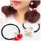 Ruihfas Fashion 6Pcs Korean Fashion Hair Rope Cute Crystal Rhinestone Cherry Hair Rings for Women Girls Ponytail Holder