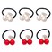 Ruihfas Fashion 6Pcs Korean Fashion Hair Rope Cute Crystal Rhinestone Cherry Hair Rings for Women Girls Ponytail Holder