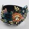 Luxury Handmade Headband Hair Accessories Big Flower Sequins Bead Bling Bling Leaf Baroque Hairband for Women Party (black)