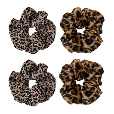 4 Pack Jumbo Scrunchies for Women Leopard Oversized Scrunchies for Thick Hair Ties Accessories