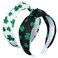 peony man 2 Pack St Patrick's Day Headbands Green Shamrock Headbands for Women Girls Wide Clover Knotted Hairband for St. Patrick's Day Party Gifts