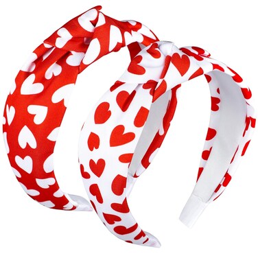 peony man Heart Headbands for Women Love Heart Knotted Hairband Wide Red Heart Headbands for Party Gifts Hair Accessories