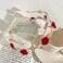 auwiyd 2 PCS Rose Vine Gold Headband Metal Flower Red White Rose Pearl Hairband Luxurious Hair Accessories for Women Girls Pearl Floral Bride Headdress