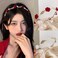 auwiyd 2 PCS Rose Vine Gold Headband Metal Flower Red White Rose Pearl Hairband Luxurious Hair Accessories for Women Girls Pearl Floral Bride Headdress