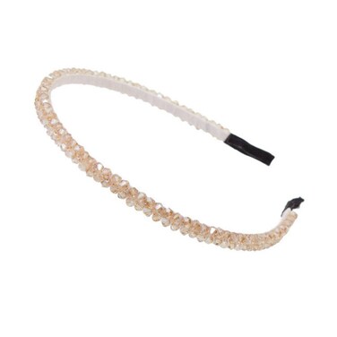 AKOAK Fashion Super Shiny Women Two Rows Champagne Crystal Beads Headband Girls Headwear Rhinestone Beaded Hair Band Hair Accessories