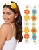 AWAYTR Crochet Headbands for Women Hippie Headband Bandana Tie-Back Knit Headband for Girls Wide Head Bands Floral Crochet Headwrap (Orange + Yellow/Green + Blue)