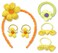 Yellow Headband Hair Ties Set for Girls - 6 Pack Flower Yellow Ponytail Holders Floral Hair Bands Cute Hair Accessories for Little Girl Teens Toddlers Child Kids Gifts
