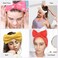 42 Pcs Cute Fluffy Bow Headbands - Adjustable Spa Makeup Headbands for Women, Girls, Gifts, Yoga, Sports