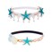 PH PandaHall 2 Strand Mermaid Hairbands with Starfish Necklace - Bohemia Wedding Lace Headband, Elastic Hairband Flowers and Seashell Costume for Christmas