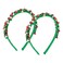 2PCs Christmas Jingle Bell Headbands for Women Girls Lovely Silver Green Red Tone Hairband Christmas Holiday Jewelry (Green)