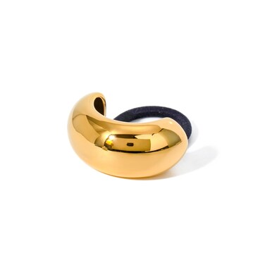 18K PVD Gold Ponytail Holders Glossy Arch Hair Cuff Metallic Hair Ties, Non Tarnish Stainless Steel Hairties, Ellipse Elastic Hair Bands, Women Geometric Gold Hair Rope Accessories(1PC, Gold)